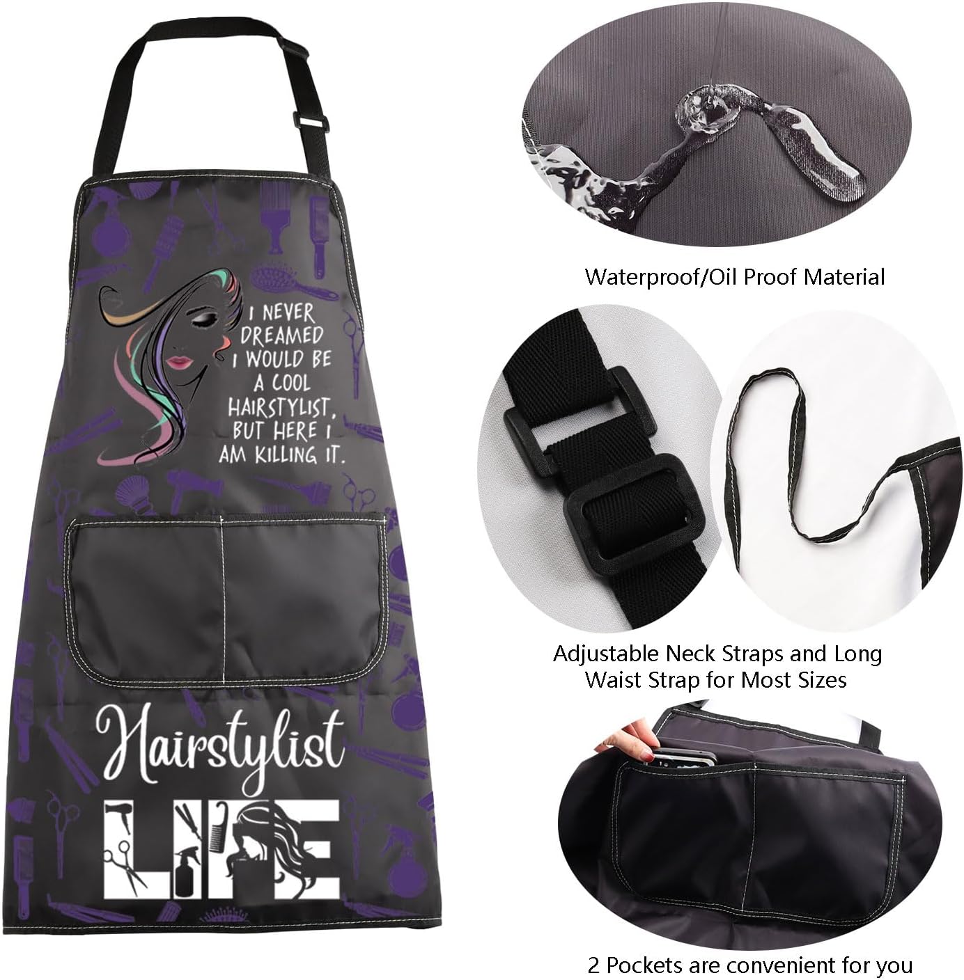 MBMSO Hairdresser Aprons Stylish Apron for Hairstylists Gift I Never Dreamed I would be a Cool Hairstylist Apron Salon Barber image 5