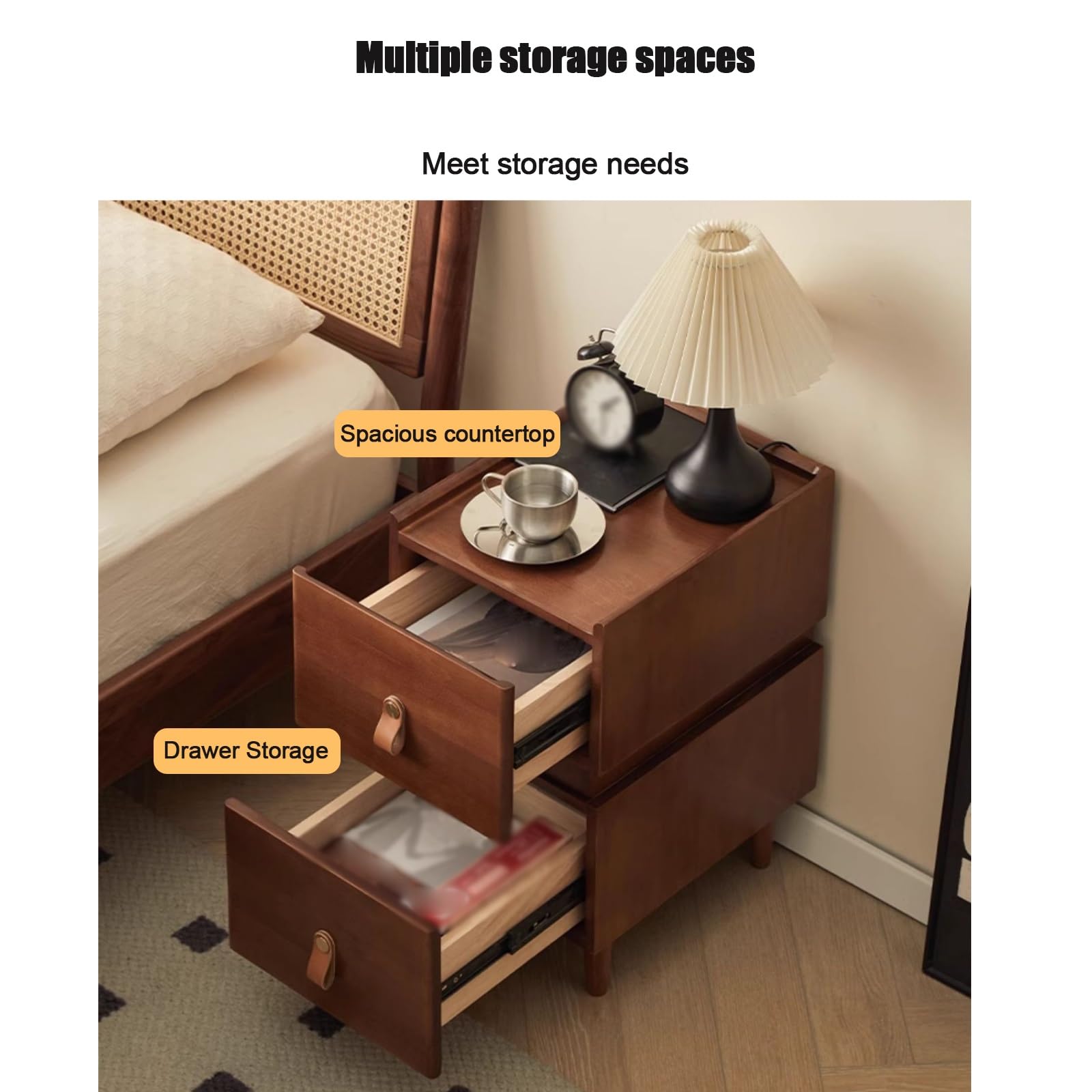 Table de Chevet avec Rangement et 2 tiroirs pour Chambre ou Salon, Design Moderne, Meuble Fonctionnel pour Ranger Vos Essentiels.