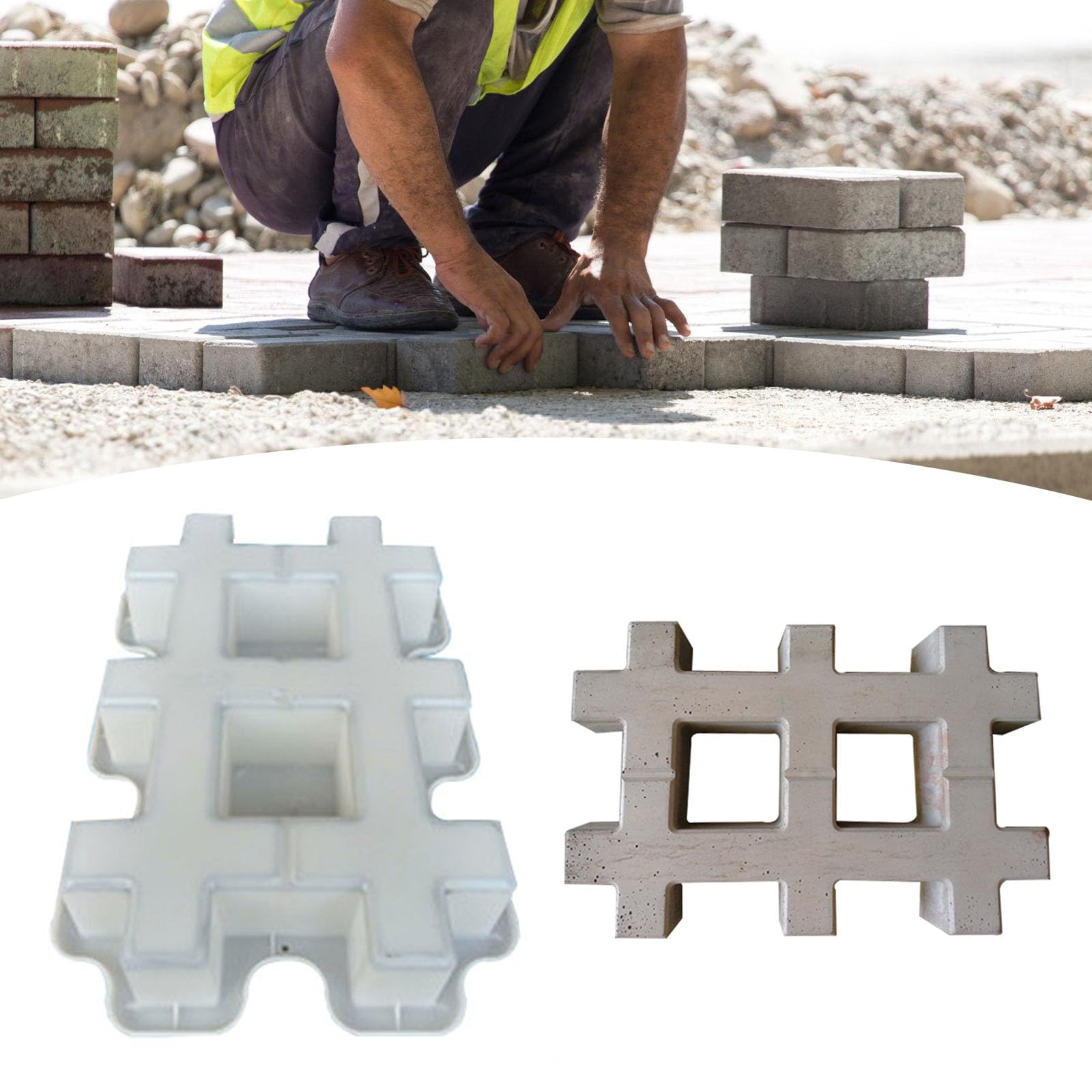 Moule réutilisable à double grille pour pavés de gazon et allées sans outil