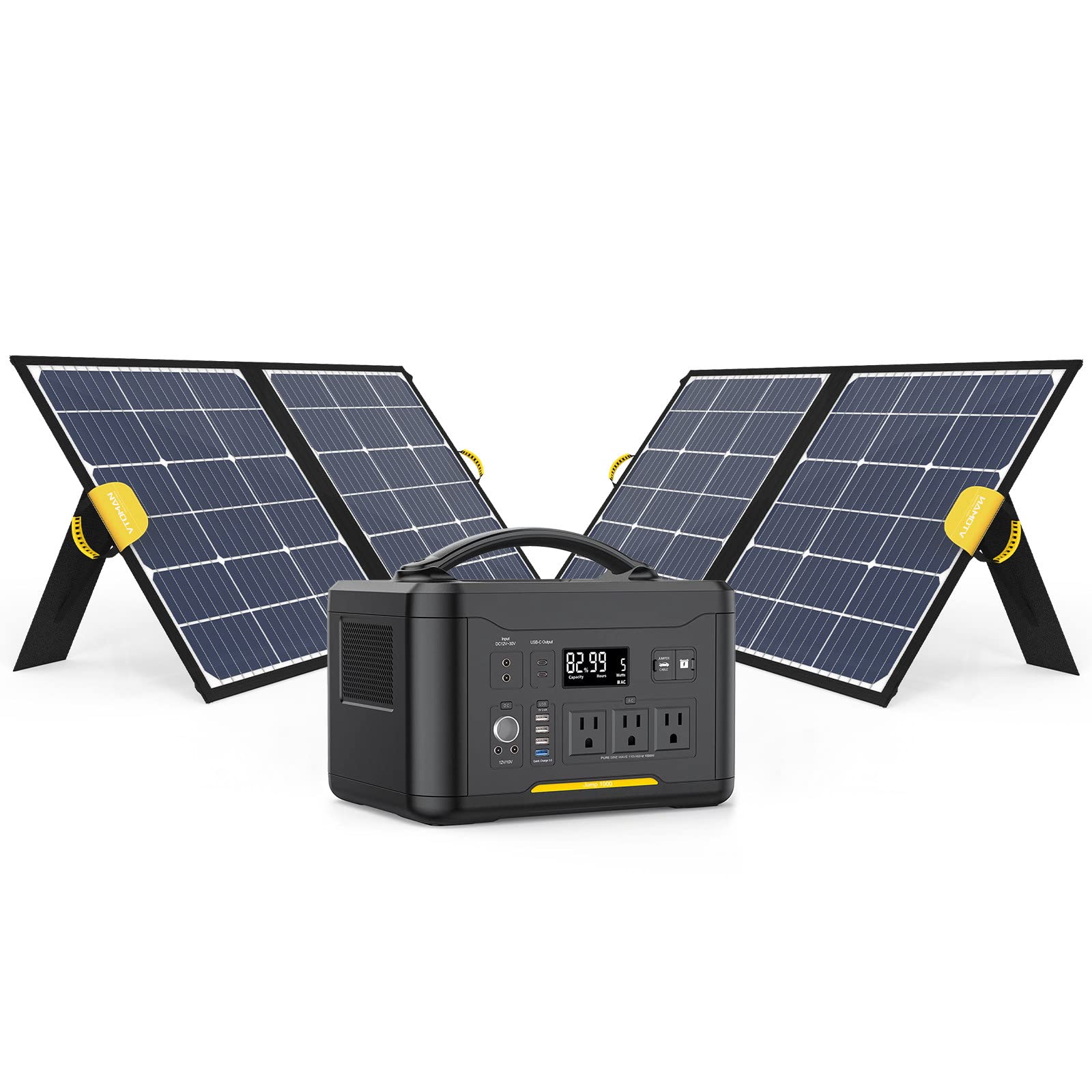 Buy VTOMAN Expandable Solar Generator 1000W with 2X 100W Solar Panels, 1408Wh LiFePO4 Battery