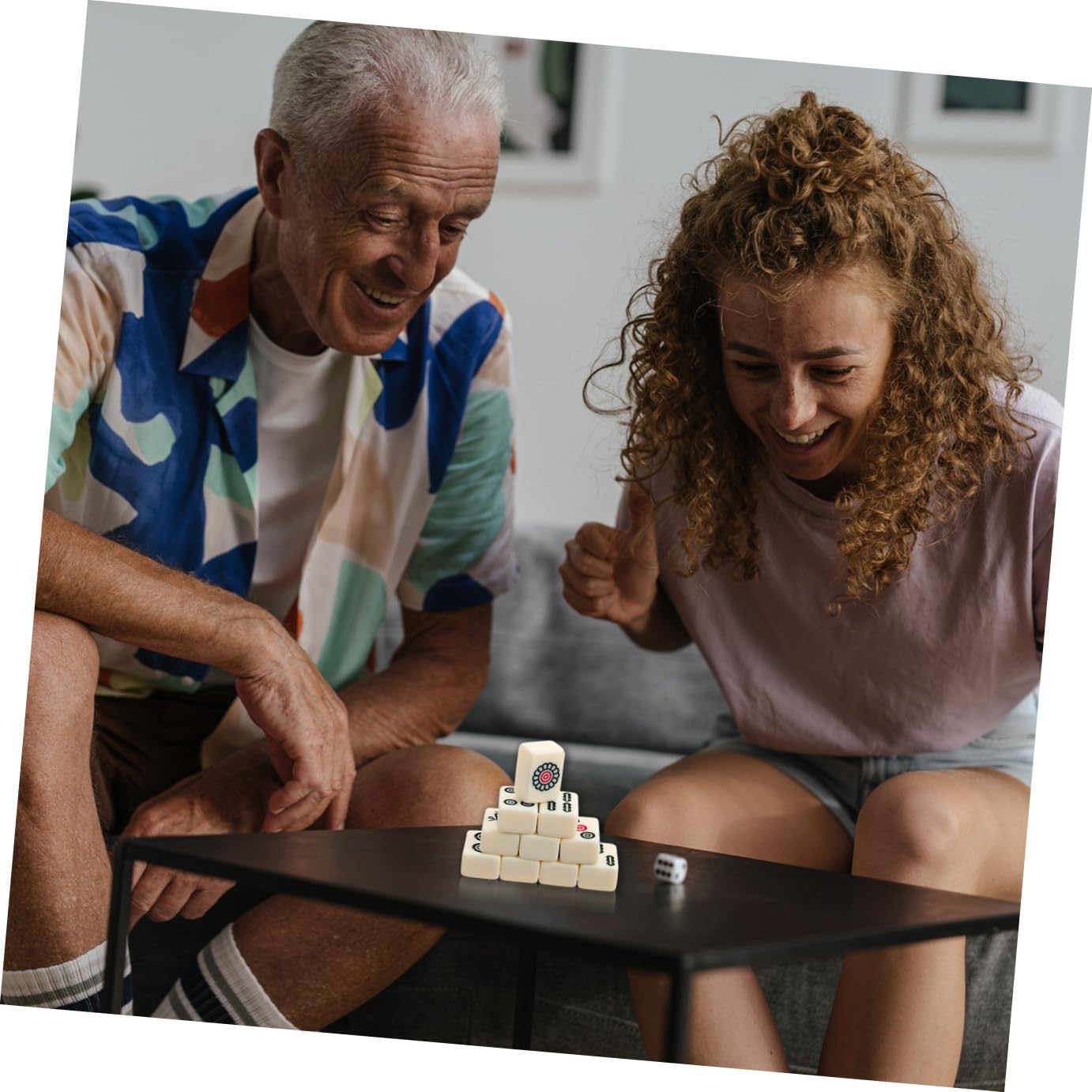 Kisangel 1set Portable Chinese Mahjong Game Set Carrying Case Mini for Home Travel and Parties Practical Mahjong Kit for All Ages