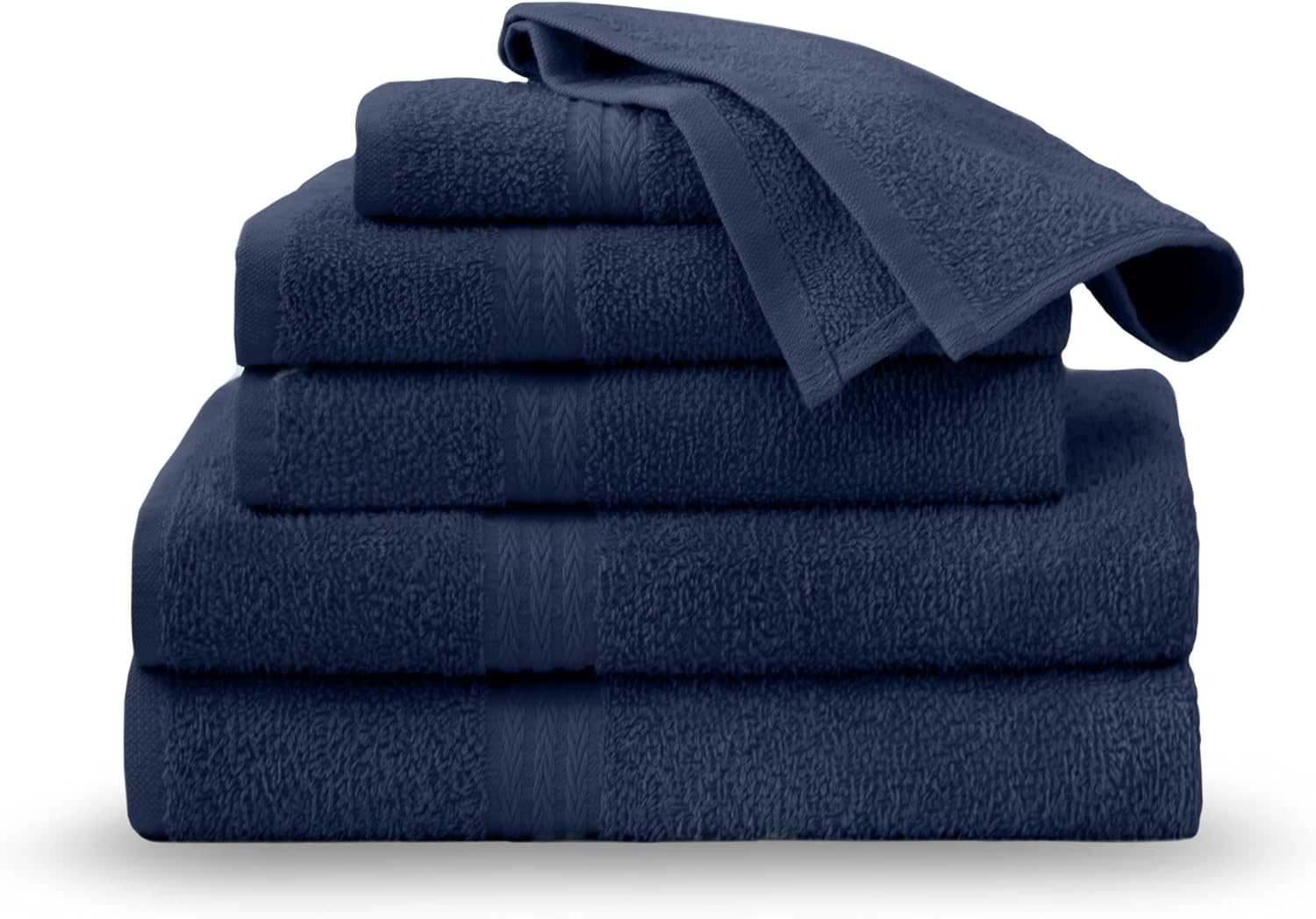 Martex Easy Living Everyday 6-Piece Bathroom Towel Set, Navy | 2 Bath Towels, 2 Hand Towels, 2 Wash Cloths, 100% Cotton, Soft, Quick-Dry