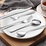 Hammered Silverware Set for 8, E-far 40-Piece Stainless Steel Flatware Cutlery Set, Includes Knives, Forks, Spoons, Modern Design & Mirror Polished - Dishwasher Safe