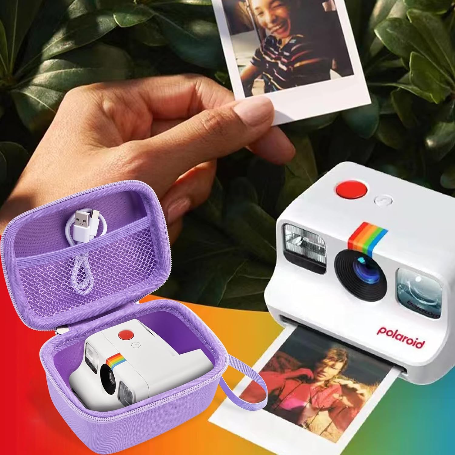 Hard Portable Case Compatible with Polaroid Go 9035 for Generation 2 Instant Print Camera, Film Cameras Storage with Mesh Pocket for Color Films (case only) (Purple)