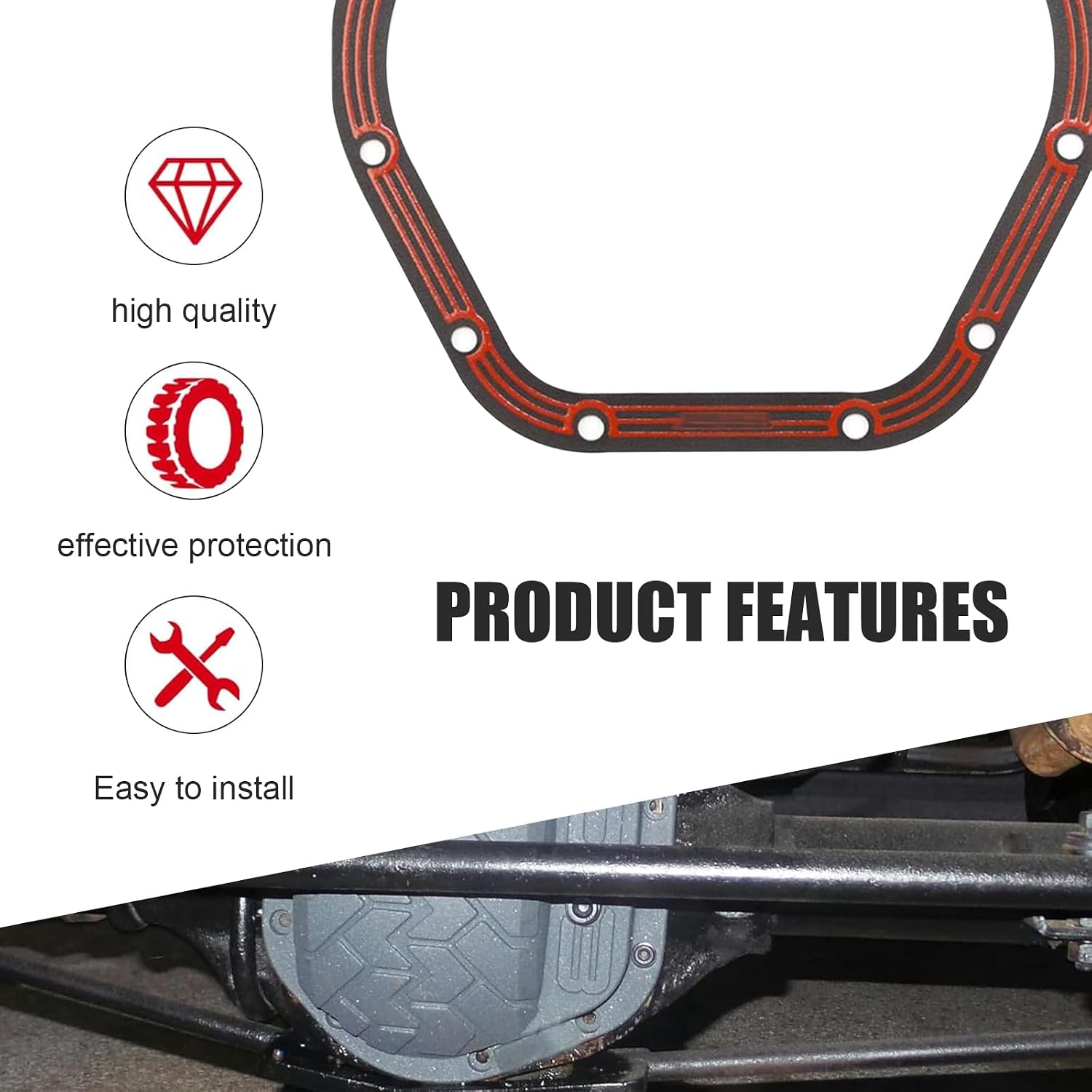 1 PC LLR-D044 Differential Cover Gasket, Transmission Gaskets, Replacement for Dana 44 Axles Drivetrain Sealing,Compatible with 1963-1991 Jeep Cherokee Wagoneer (Red)