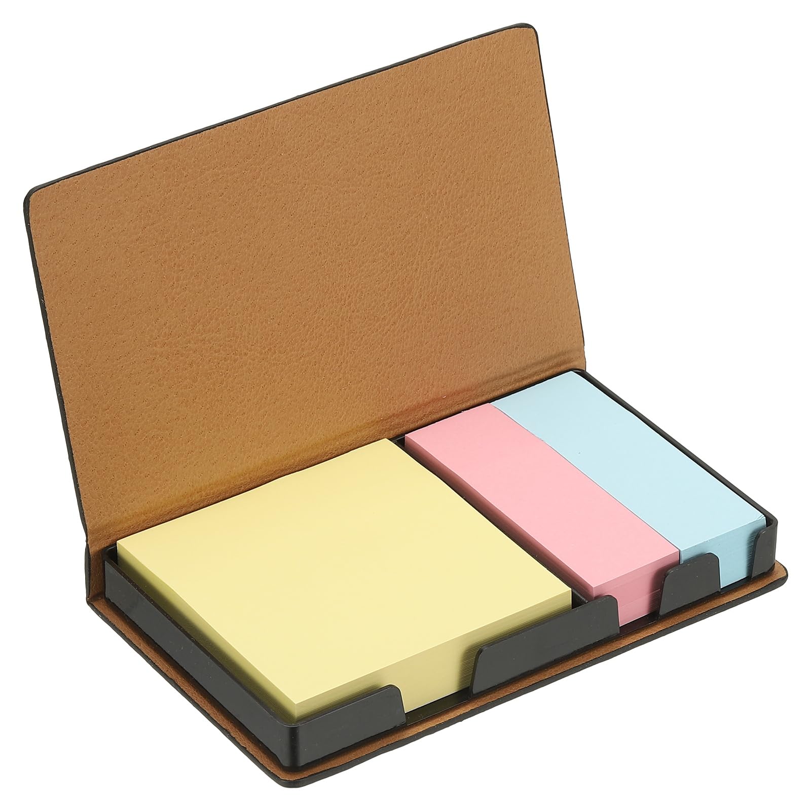 PATIKIL Leather Sticky Notes Holder, Post Notes Holder Storage Box Desktop Mini Case Business Card Holder Memo Pad Organizer for Desk Home Office Books Notebook, Black