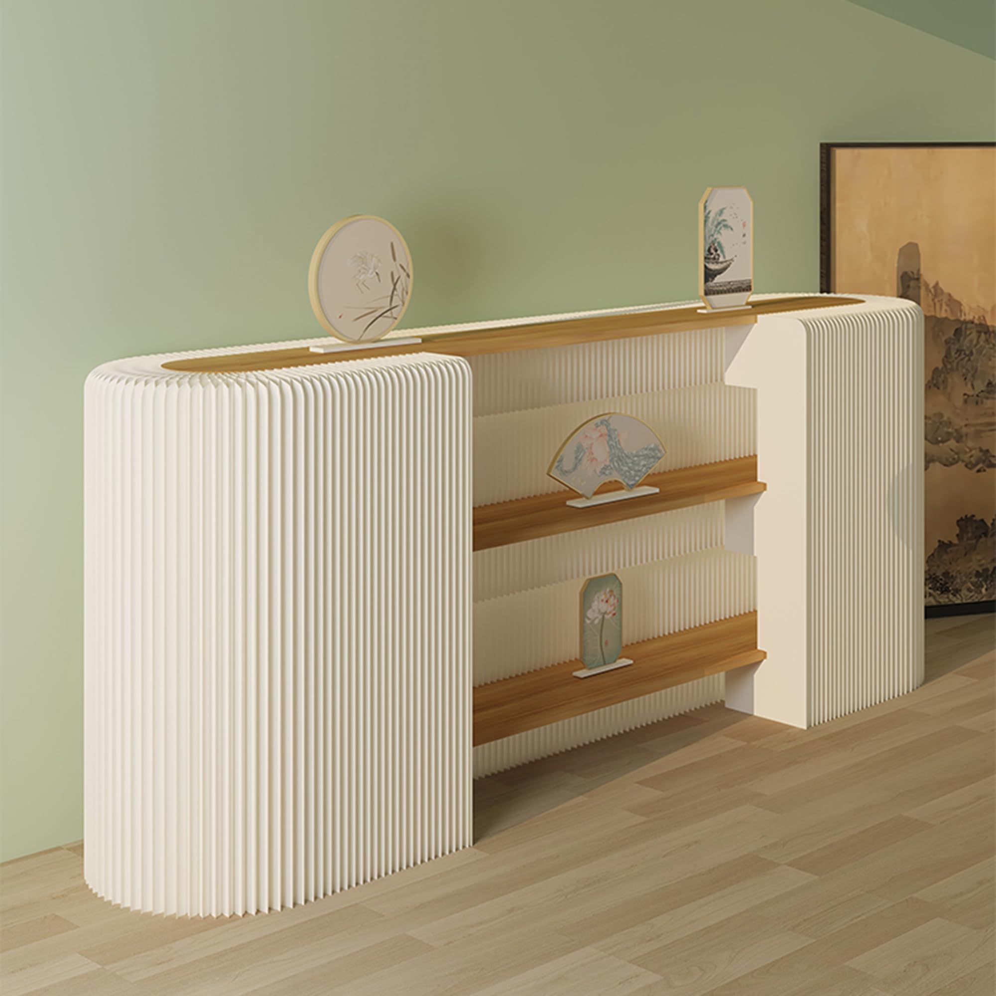 Espositore e reception multifunzione pieghevole in carta kraft, per uffici, negozi, mostre e uso domestico, tavolo versatile (L1,8 m x 0,78 m)