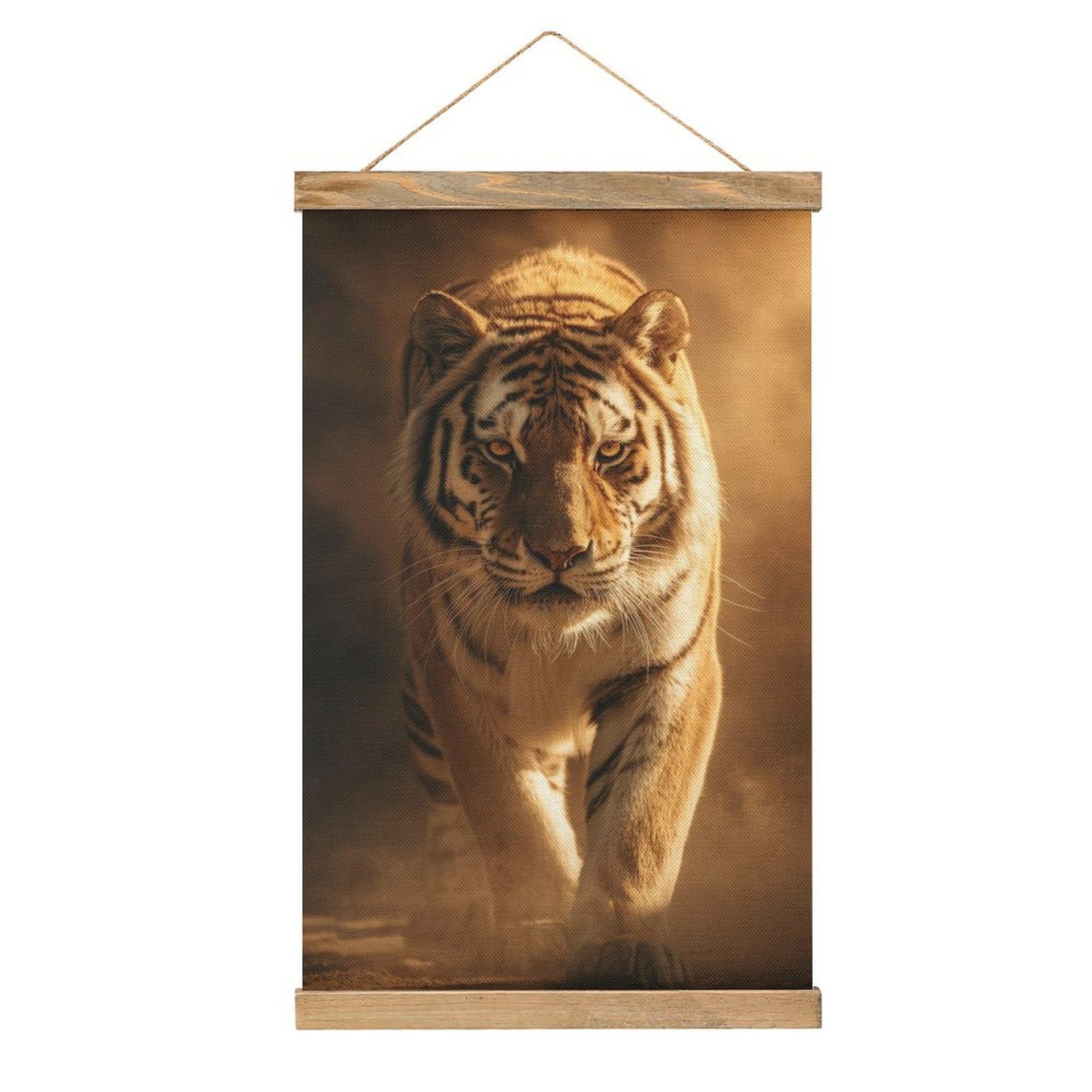 Jubonexis A Tiger Facing Forward Canvas Painting Wood Frames Poster Hanger Hanging Picture Kit Wall Art