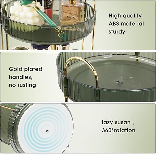 Miniatura 4 de LSNDEE Organizador giratorio de 3 niveles, organizador de suministros de baño, estante de almacenamiento de maquillaje cosmético, estante de