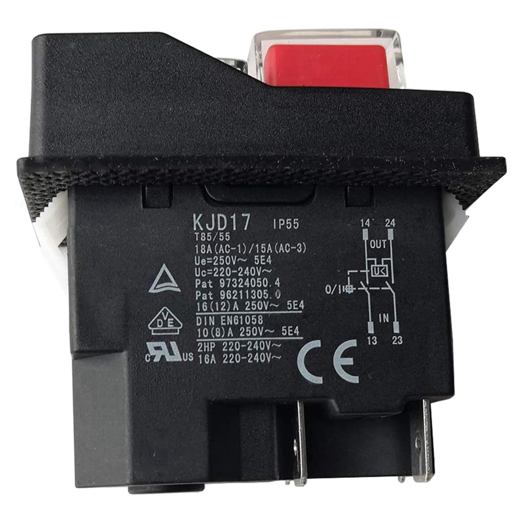 5X Interruptores ElectromagnéTicos Interruptores Pulsadores para Herramientas de JardíN KJD17 220V Terminales de 4