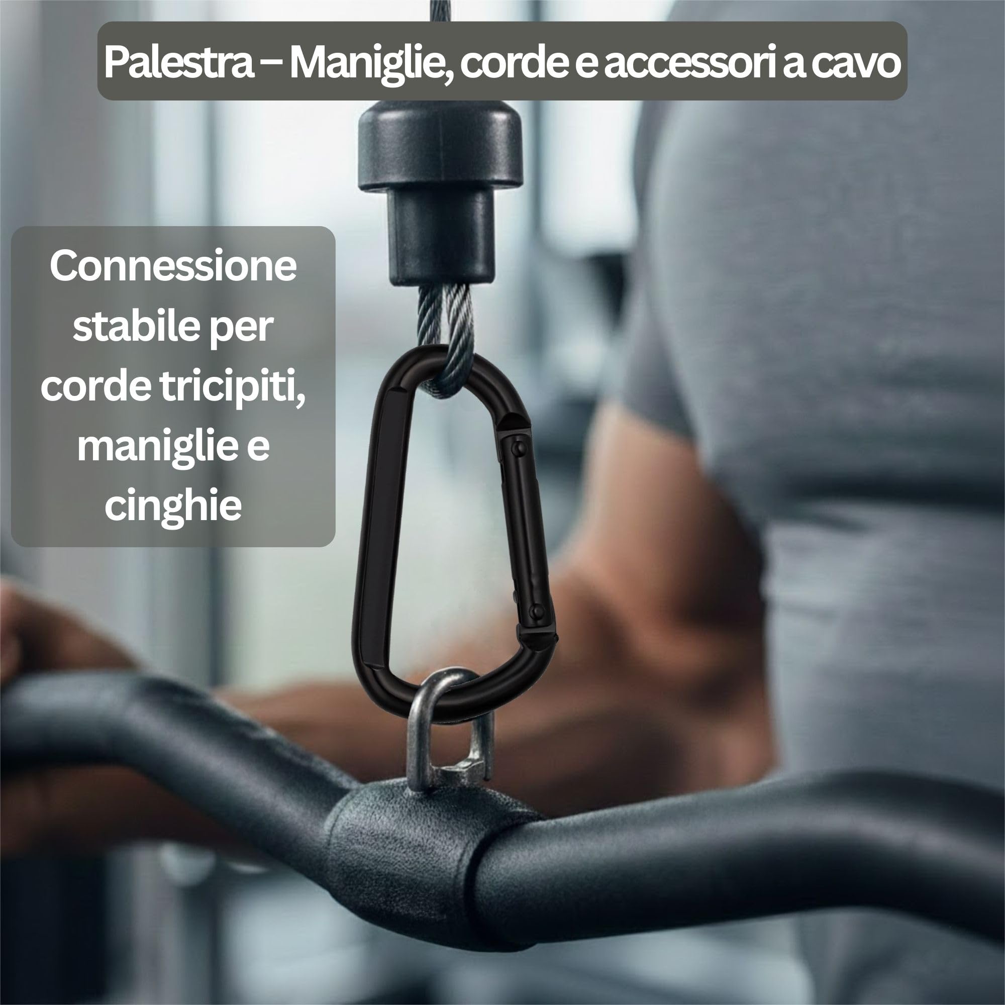Moschettone Acciaio Inox Nero M8 8 cm (Set da 4) - Moschettoni portachiavi porta chiavi a molla fino a 250 kg - zaino borse guinzaglio cane amaca campeggio palestra
