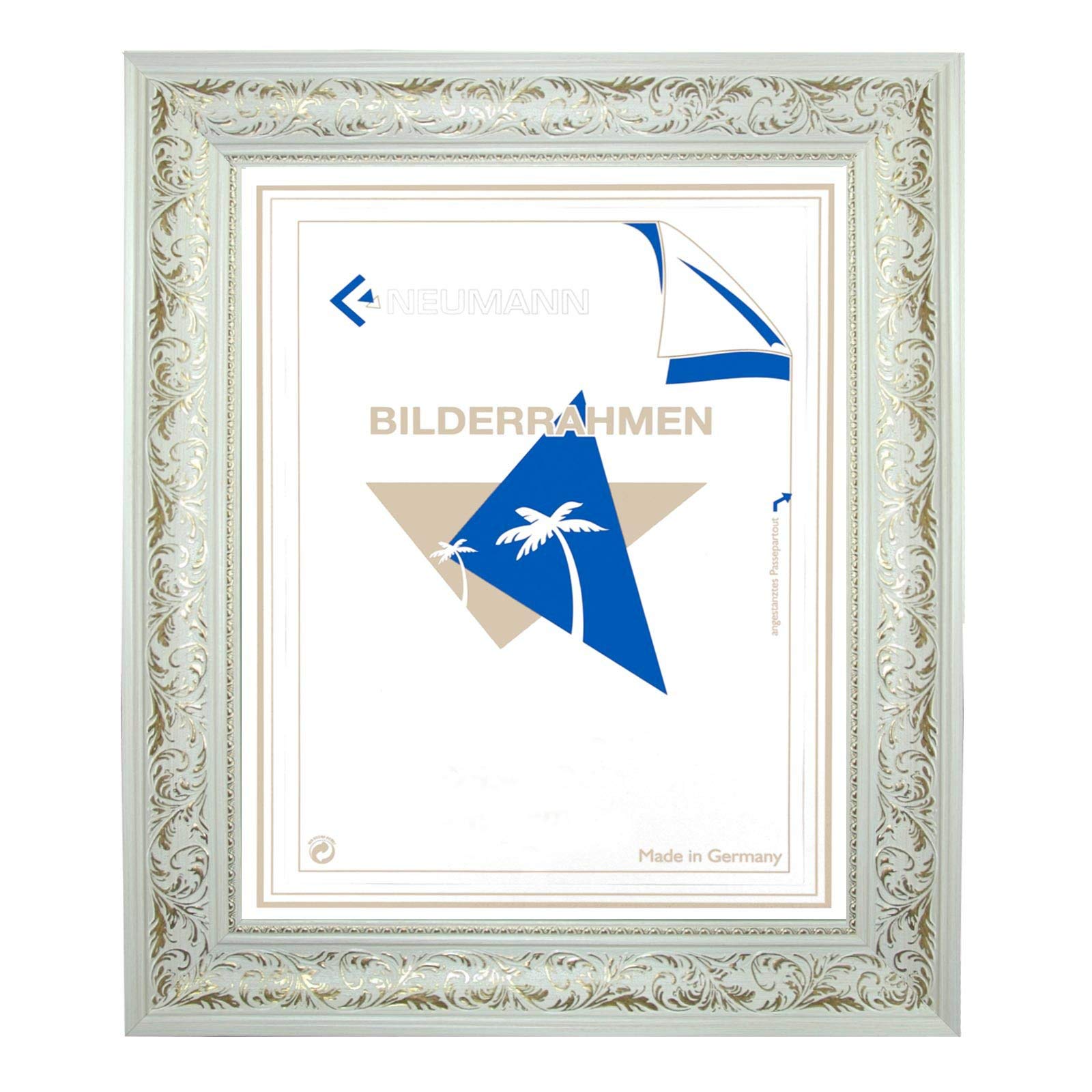 Cadre baroque en or gris 50x70 moulure or blanc 917 BIA/ORO pour salon