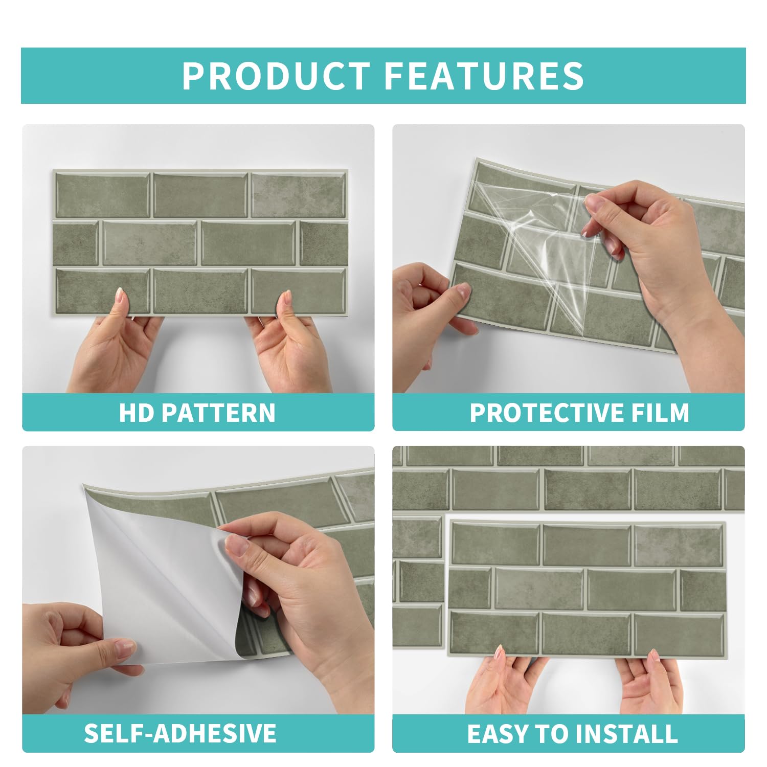 Piastrelle Adesive Cucina, AMOYUN 12 pezzi Piastrelle Adesive Pavimento 15x30cm Decorazioni Bagno Adesivi per Piastrelle PVC Autoadesiva Resistente al Calore Impermeabile Decorazione Per La Casa