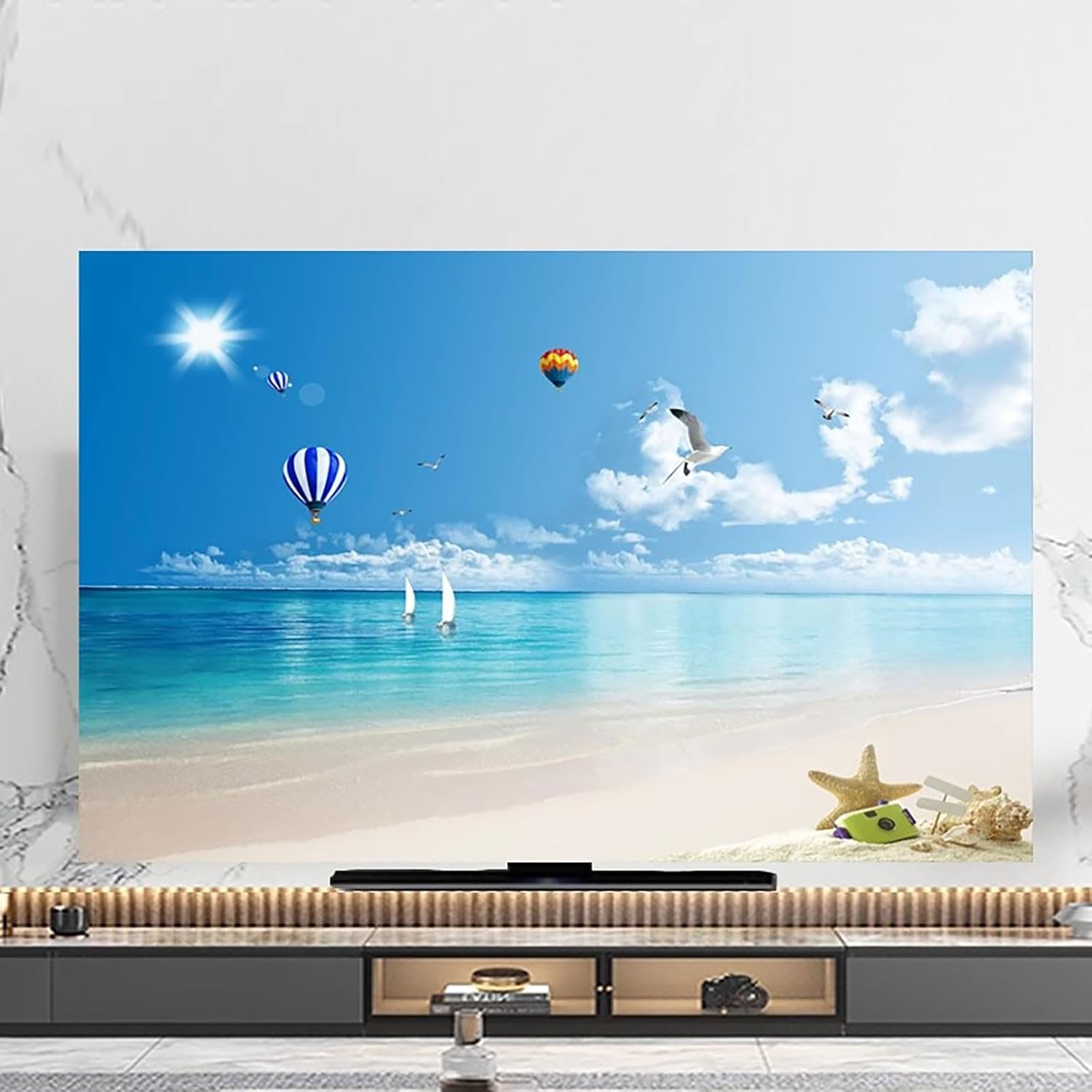 Art Printing TV Dust Cover for 32-85Inches Indoor TV, Fortune Tree Printed Dust-Proof Protector for LCD LED Flat Screen High Definition Thickened Dust Proof Protect TV Cover(Color:color19,Size:75in)