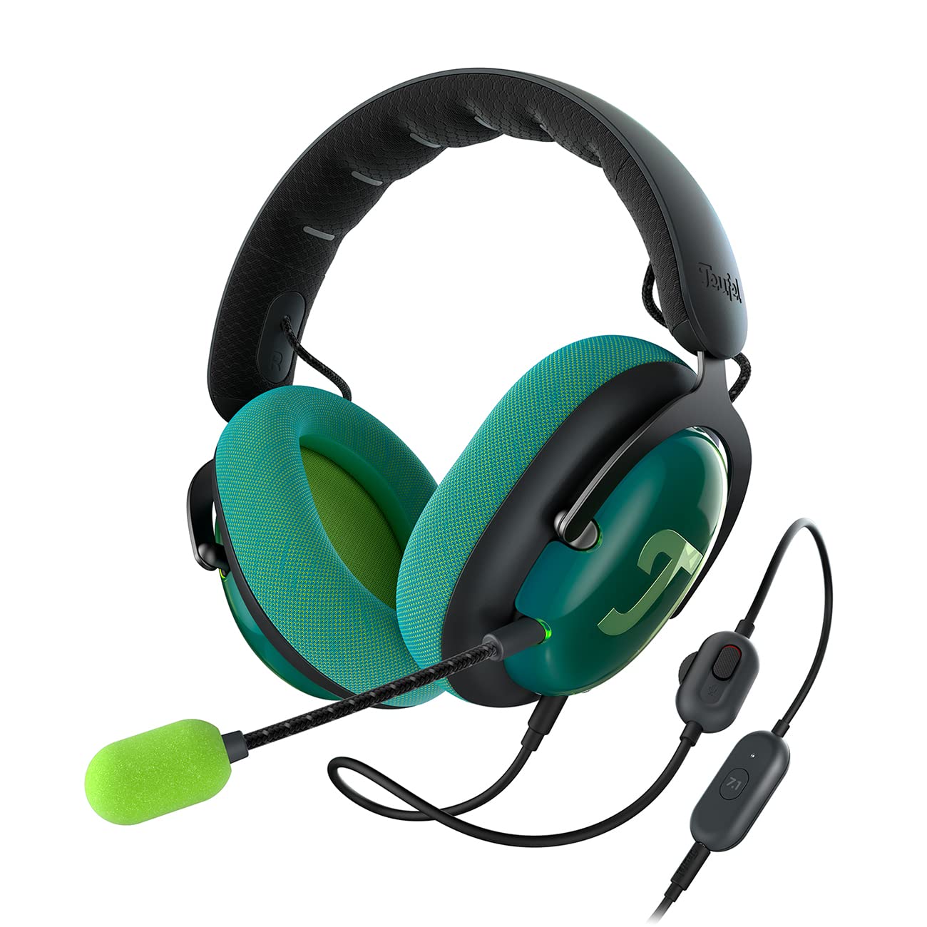 Teufel ZOLA Gaming Kopfhörer 7.1 USB-Soundkarte DTS Headphone:X 2.0 Surround Sound Einstellbarer Mikrofonarm HD-Kondensator-Mikrofon PC Schwarz Grün