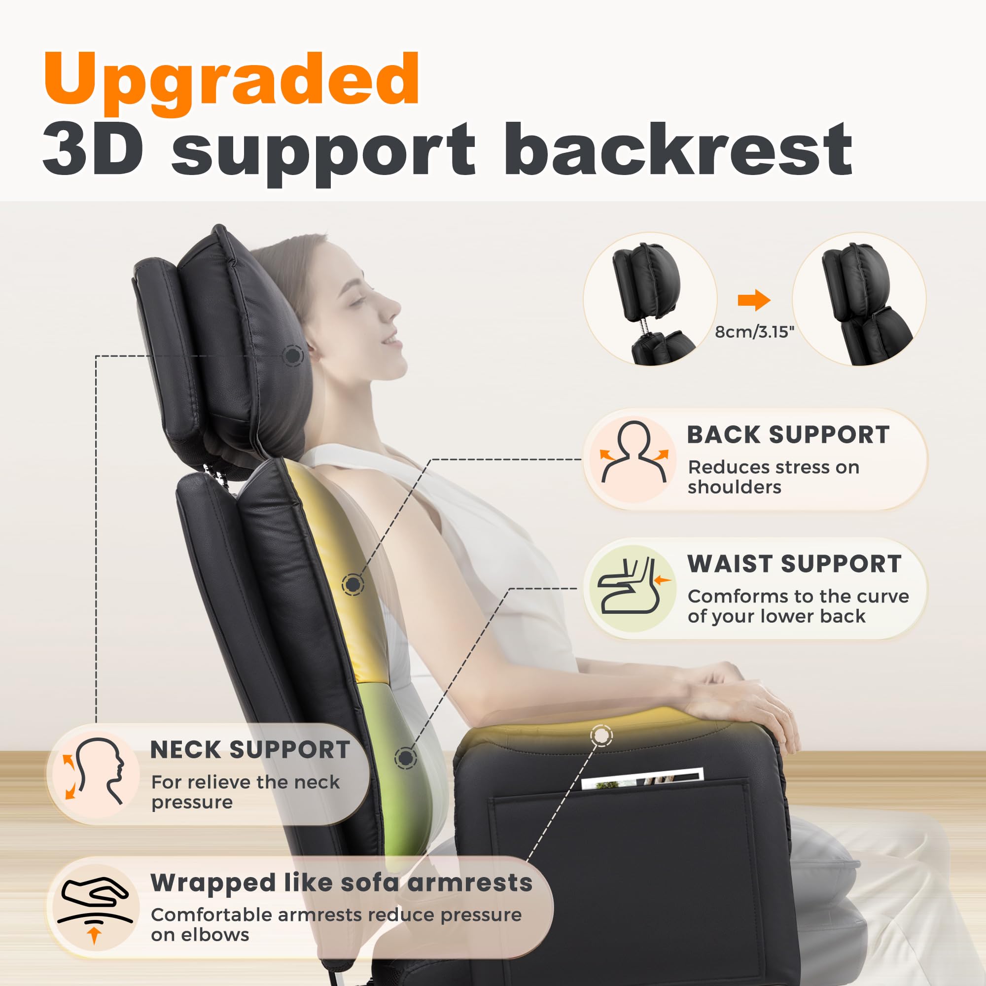 IWMH Silla de Oficina para Personas con Sobrepeso Ergonómica Silla Escritorio Silla Resistente para Ordenador Silla Giratoria con Cojín de Asiento Acolchado y Grueso Negro