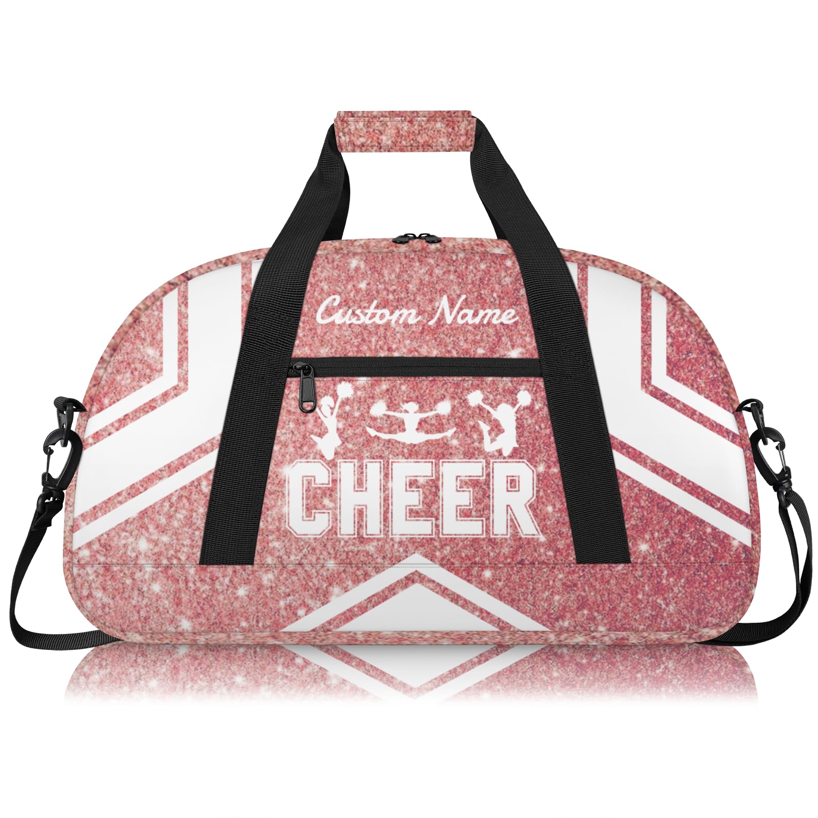 Personalised Cheerleading Duffel Bag for Girls | Custom Name Waterproof Sports Bag for Cheer, Gym & Travel | Cheerleader Team Gifts Bag with Adjustable Shouler Strap, Cheer Red Glitter 3