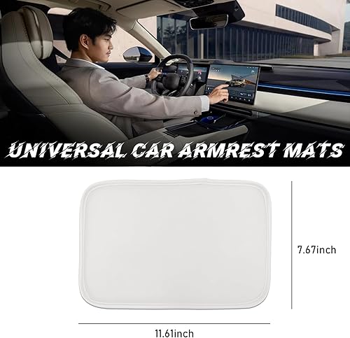 Miniatura 2 de Almohadilla para consola central de automóvil, 11.61 x 7.68 pulgadas, de cuero brillante, fundas para reposabrazos de asiento delantero, universal,