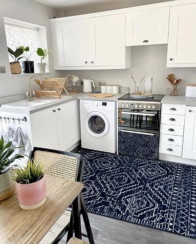 Miniatura 5 de Wonnitar - Tapete marroquí lavable, grande, de pelo bajo, suave, geométrico y tribal, no desprende pelusa, resistente a las manchas, para decorar