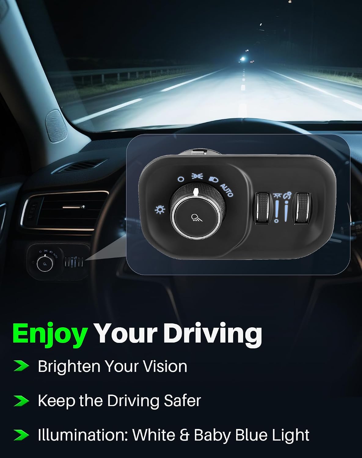Headlight Dimmer Switch Compatible with Ram 1500 (2019-2020), with Ram 2500 (2019-2020, 2023-2024), with Ram 3500 (2019-2020, 2024), Replaces 68401933AA, 68401933AB