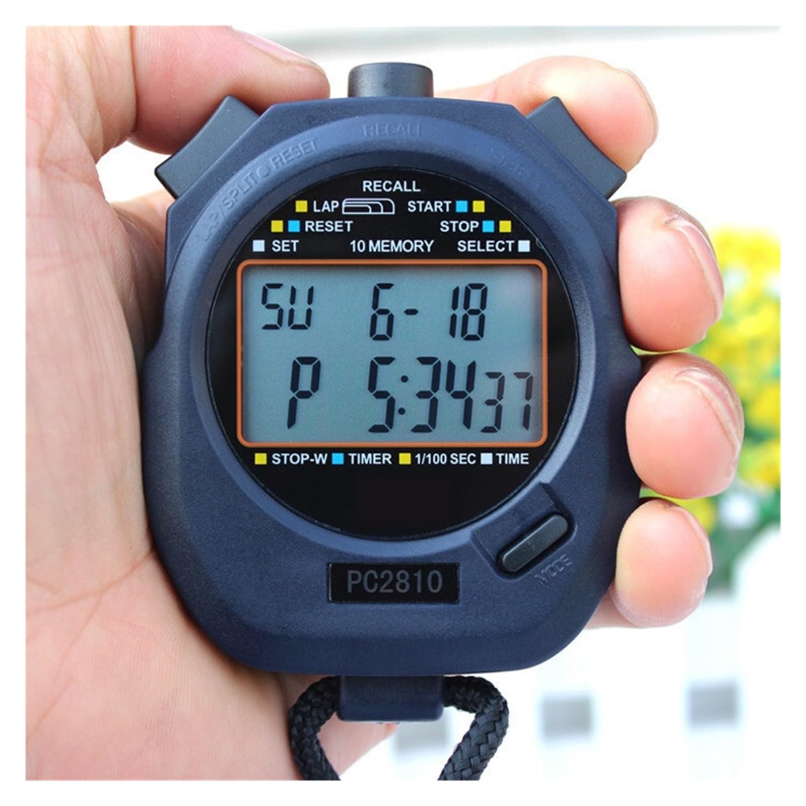 Cronometro, Mini multifunzione 2 righe 10 memorie cronometro elettronico portatile timer digitale contatore sportivo