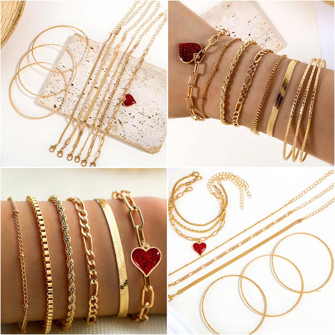 Golden Jewelry Sets for Women Fashion Costume Jewelry Includ Necklace Bracelet Rings Earrings Set