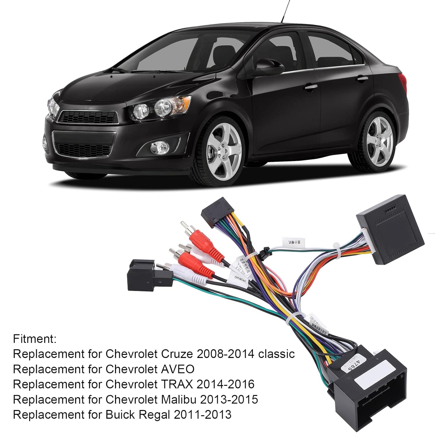 Radio Stereo Wiring Harness Adapter,Audio Wiring Harness with CAN Bus Box 16Pin Replacement for Cruze
