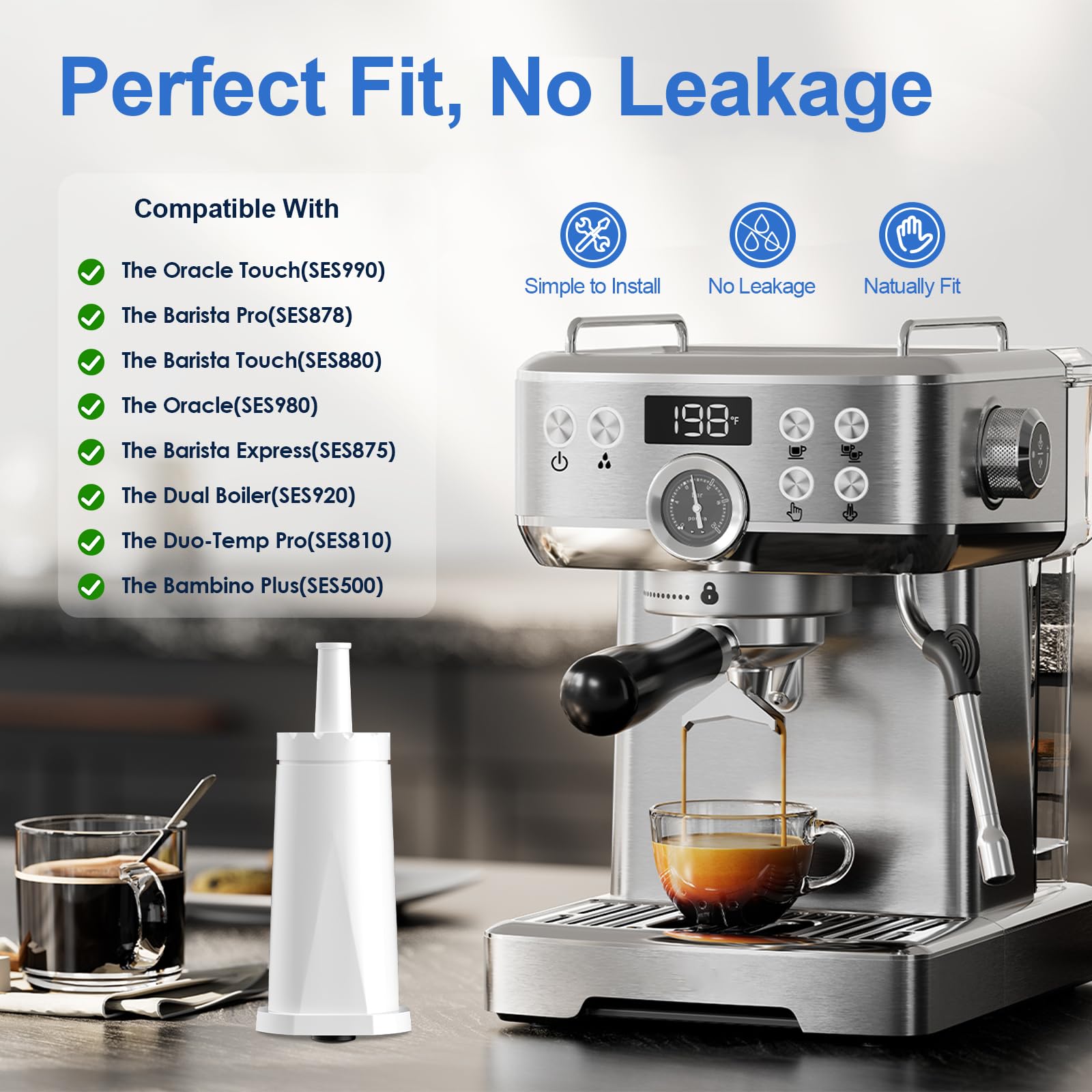 Kit Da 4 Filtri Acqua Di Ricambio Per Sage Barista Express Pro – Compatibili Con BES990, BES980, BES878, BES880, BES920