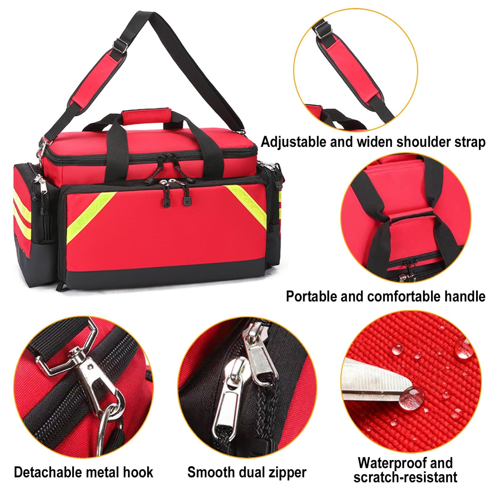 Erste Hilfe Kit Leer,Reiseapotheke Wasserdicht Prävention Verschleiß Widerstehen Erste Hilfe Tasche mit Reflektierende und Verstellbare Schultergurte Streifen für Arbeitsplatz Outdoor(Navy blue)