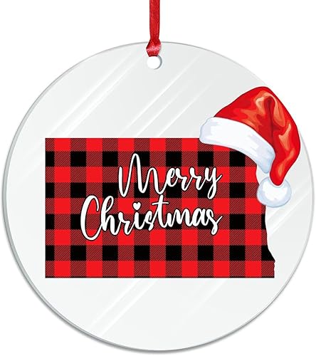 Miniatura 3 de BESTORLOVE Vermont State Christmas Acrylic Ornament Hat Buffalo Plaid Christmas Hanging Ornaments City State 3 Inch with Hole New Homeowner Gift