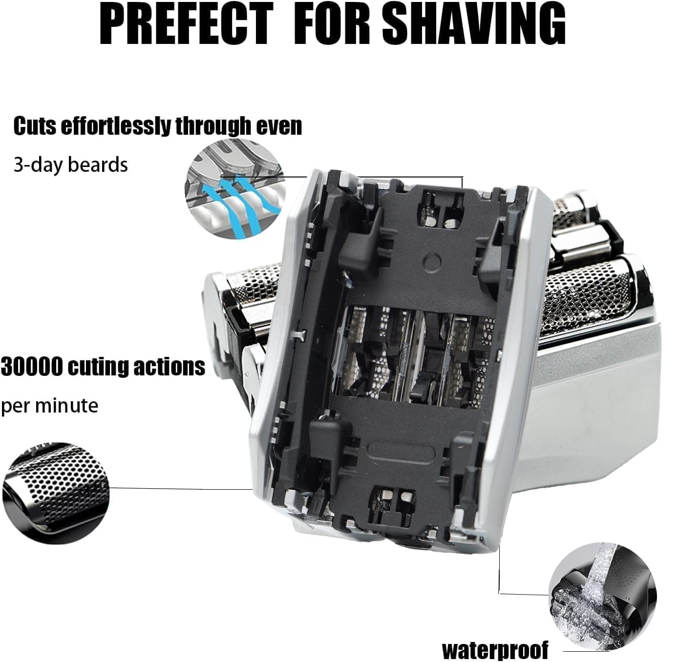 70S Series 7 Replacement Head Compatible with Braun Series 7 Replacement Head,70s Blades for Braun S7 Wet and Dry Replacement Blades for Electric Foil Shaver 720,750CC, 760CC,790CC,9565