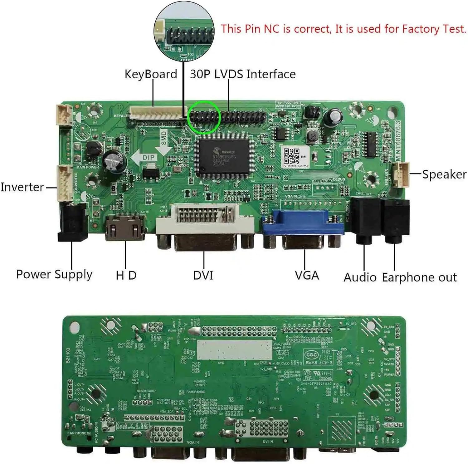 Compatible for Arcade1Up ，HDMI Control Board for M170ETN01.1/WYD170SKD-01/M170QGBN30-01B/CD170A54-01 Displays | Replacement Part for Arcade Machines
