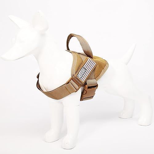 Miniatura 3 de Arnés táctico para perros grandes, arnés para perros de servicio, arnés sin tirones para mascotas con parche, chaleco de estilo militar, arnés