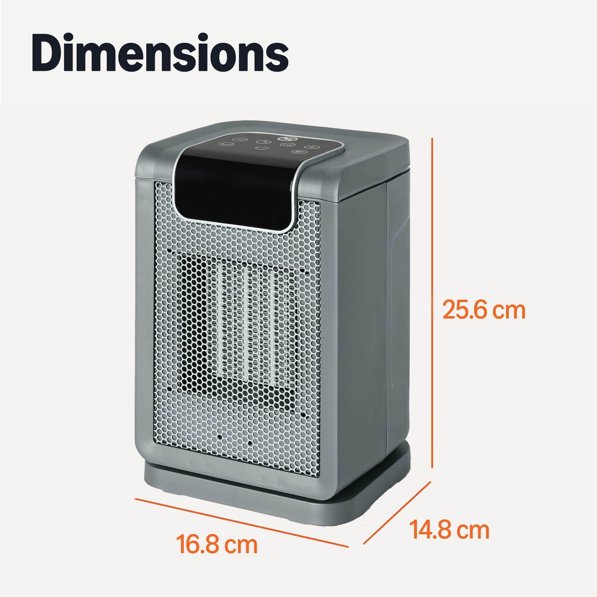 Amazon Basics Radiateur soufflant électrique, portable, en céramique, oscillation à 70°, 1 800 W, 25 cm, gris