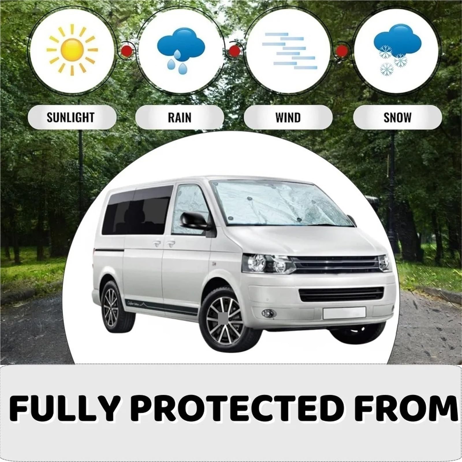 para VW T5 T6 Accesorios Exteriores De Coche 3 Uds Parasol para Parabrisas Delantero con Ventanas Laterales Cortina Protección UV Parasol Coche