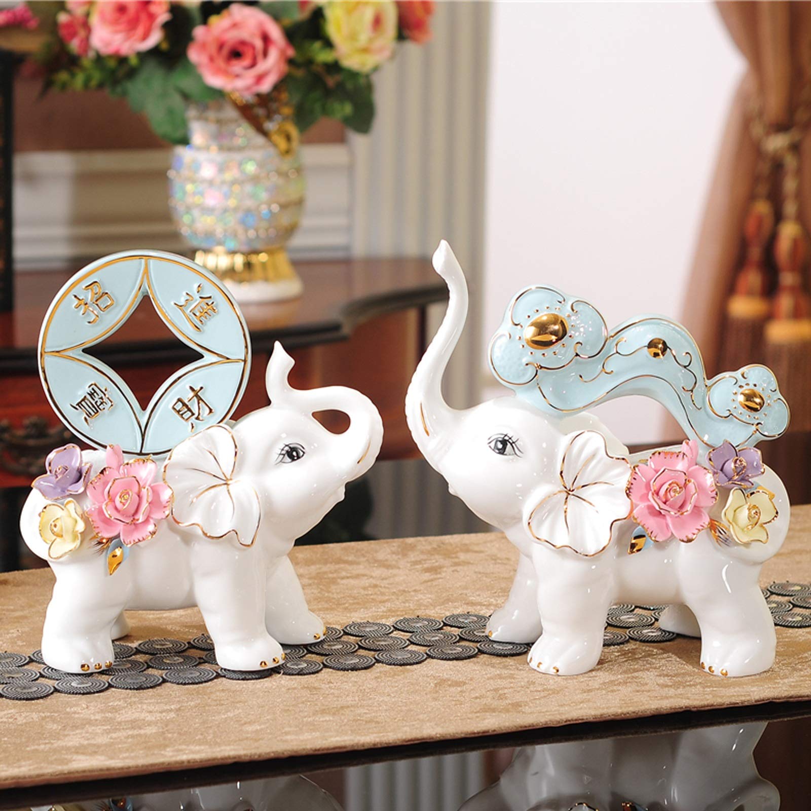 SUNESA Kunstwerk Skulpturen Elefant Feng Shui Statue Reichtum Glückliche Figur Wohnkultur Geschenk Sammlerliche Desktop Dekoration Elefant Statue Schmuck Haushaltshandwerk Geschenk Statuen