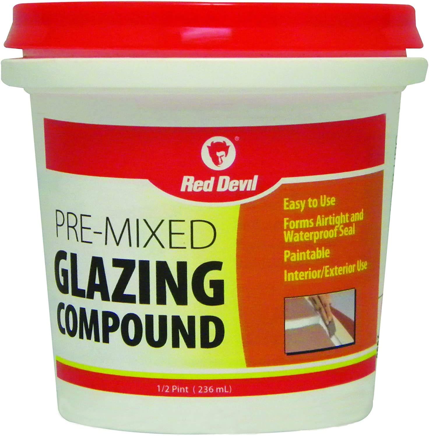Red Devil 0662 Pre-Mixed Glazing Compound, 1/2 Pint