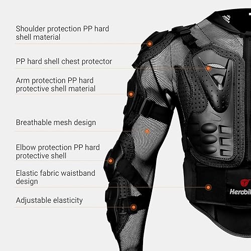 Miniatura 7 de Chaqueta para motociclista estilo armadura Herobiker, protección de columna vertebral y pecho para Motocross, chaqueta de moto protectora 2 estilos,