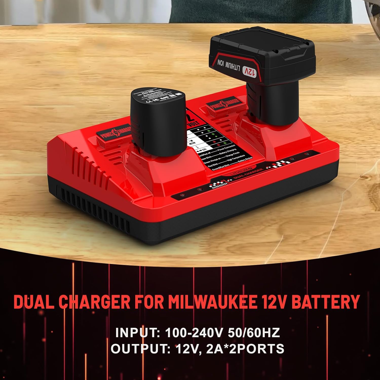 ANTRobut Dual Port M 12 Charger Replacement for Mil-Waukee 12V Battery Charger 48-11-2412 48-11-2420 48-11-2411 48-11-2401 48-11-2440 48-11-2460 - Image 2