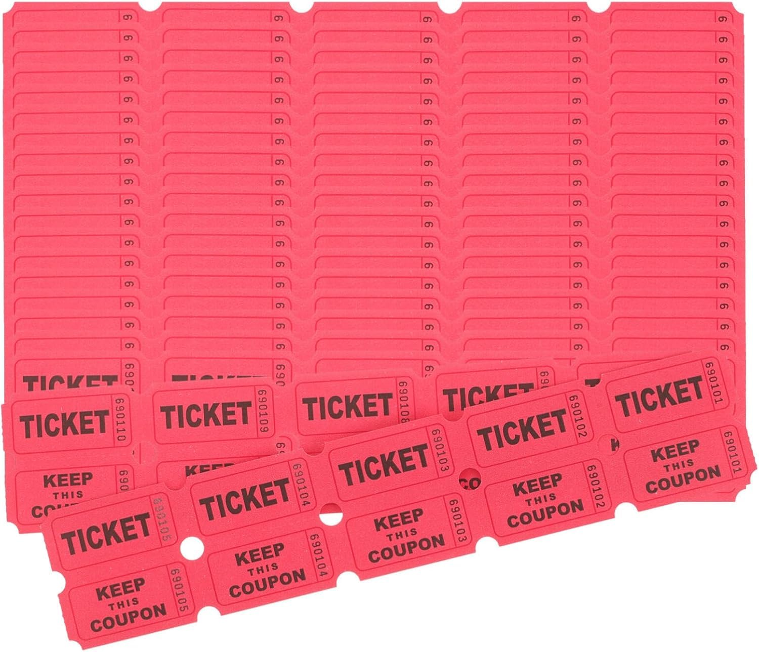Hsthe Sea 200pcs Raffle Tickets Universal Aution Tickets Label Amusement Park Tickets for Events Carnivals Door Prizes Drinks(Red)