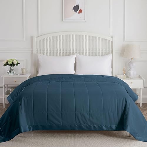 COMFLIVE Manta alternativa de plumón con ribete satinado, tamaño individual para cama, manta ligera para todas las estaciones, comodidad de invierno