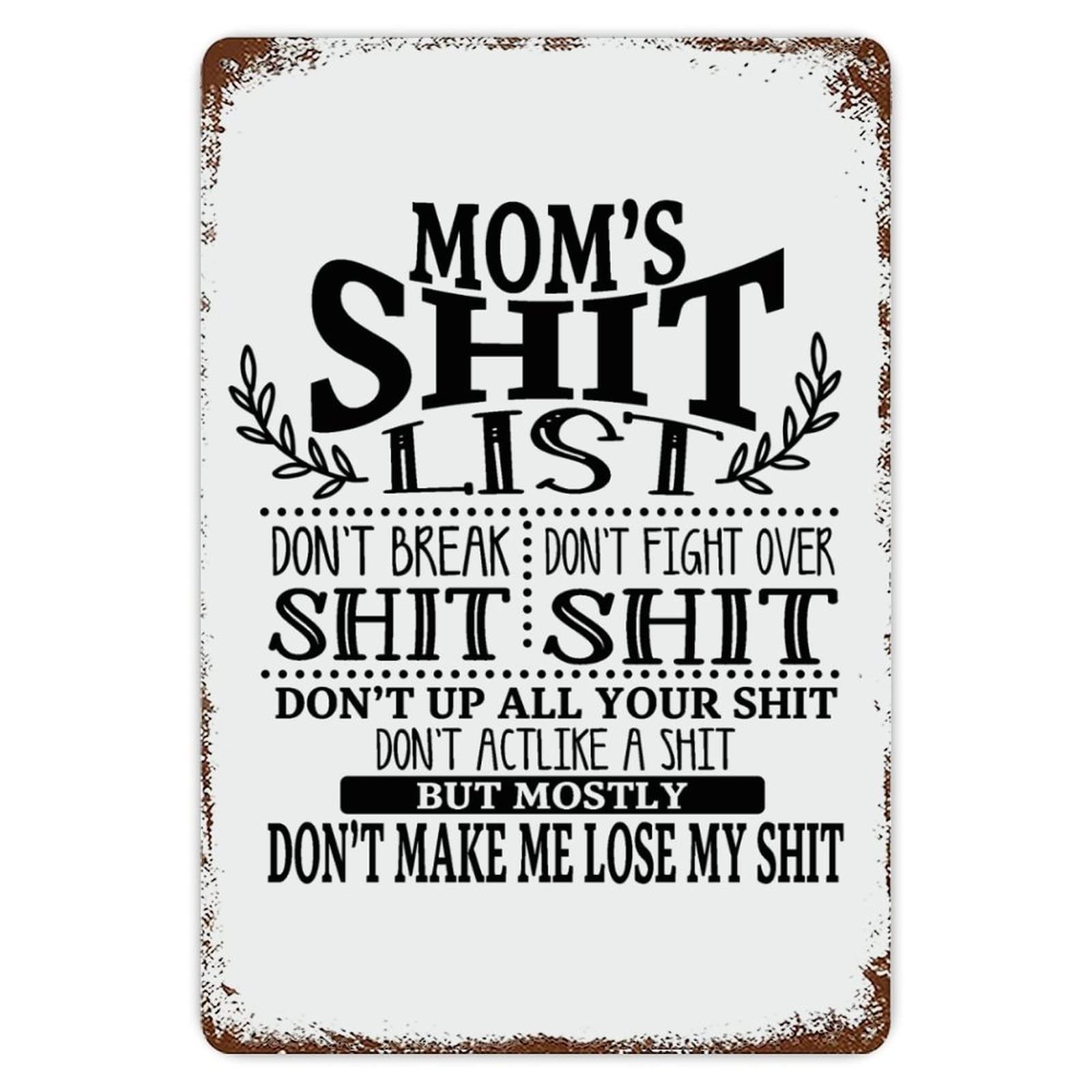 Mom's List Metal Tin Sign 8x12 inch Business Retail Store Home Restaurant Bar Wall Decor Art Sign Post