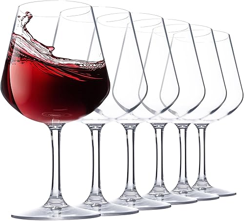 Copas de vino irrompibles de 20.5 onzas, juego de 6 copas de vino transparentes, aptas para lavavajillas, sin BPA (transparente, pequeña)