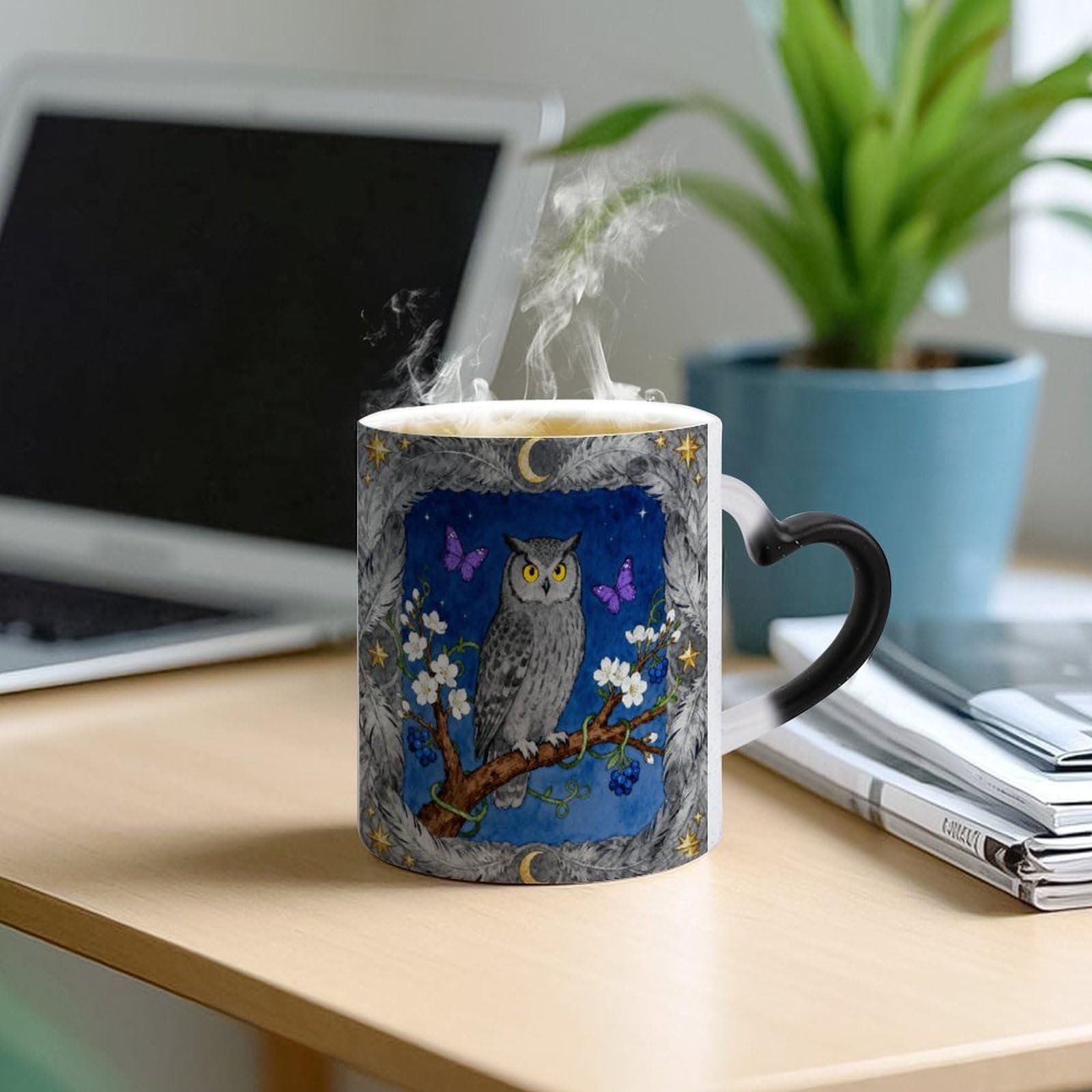 Amazon.com: FodPand Owl Oak Berry Color Changing Mugs Heat