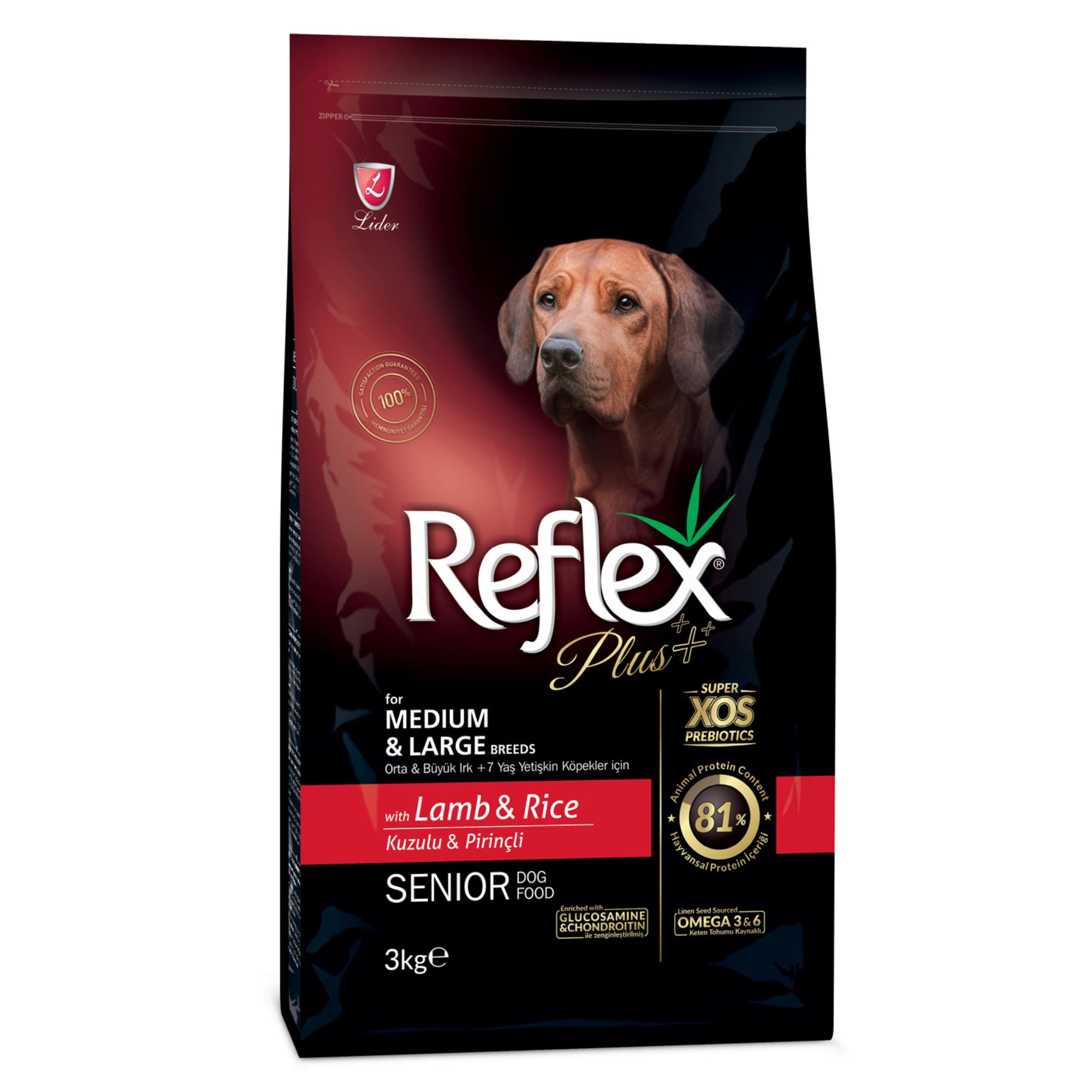 Reflex Plus Büyük Orta Irk Kuzulu Yaşlı Köpek Maması 3 kg