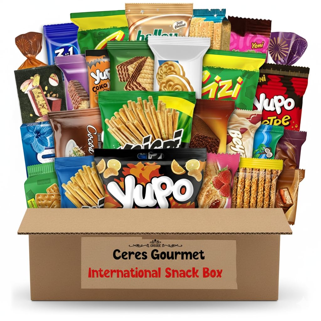 Exotic International Snack Box with Dubai Chocolate, 30-Piece Global Snack Assortment | World Candy & Treats, Variety Pack for Adults, Kids, College Students (Maxi)