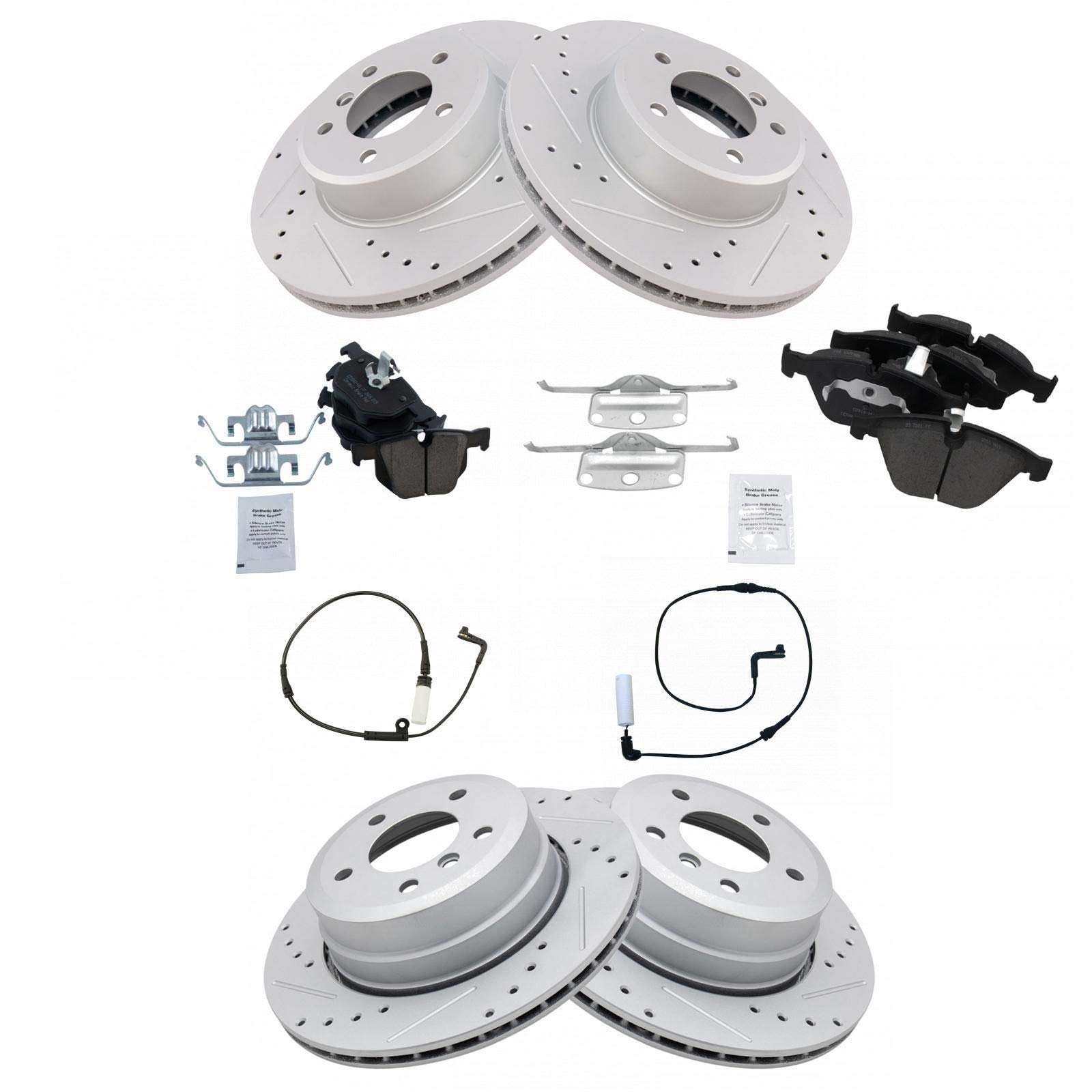 Performance Brake Rotor Drilled Slotted Zinc & Ceramic Pad Front & Rear Kit