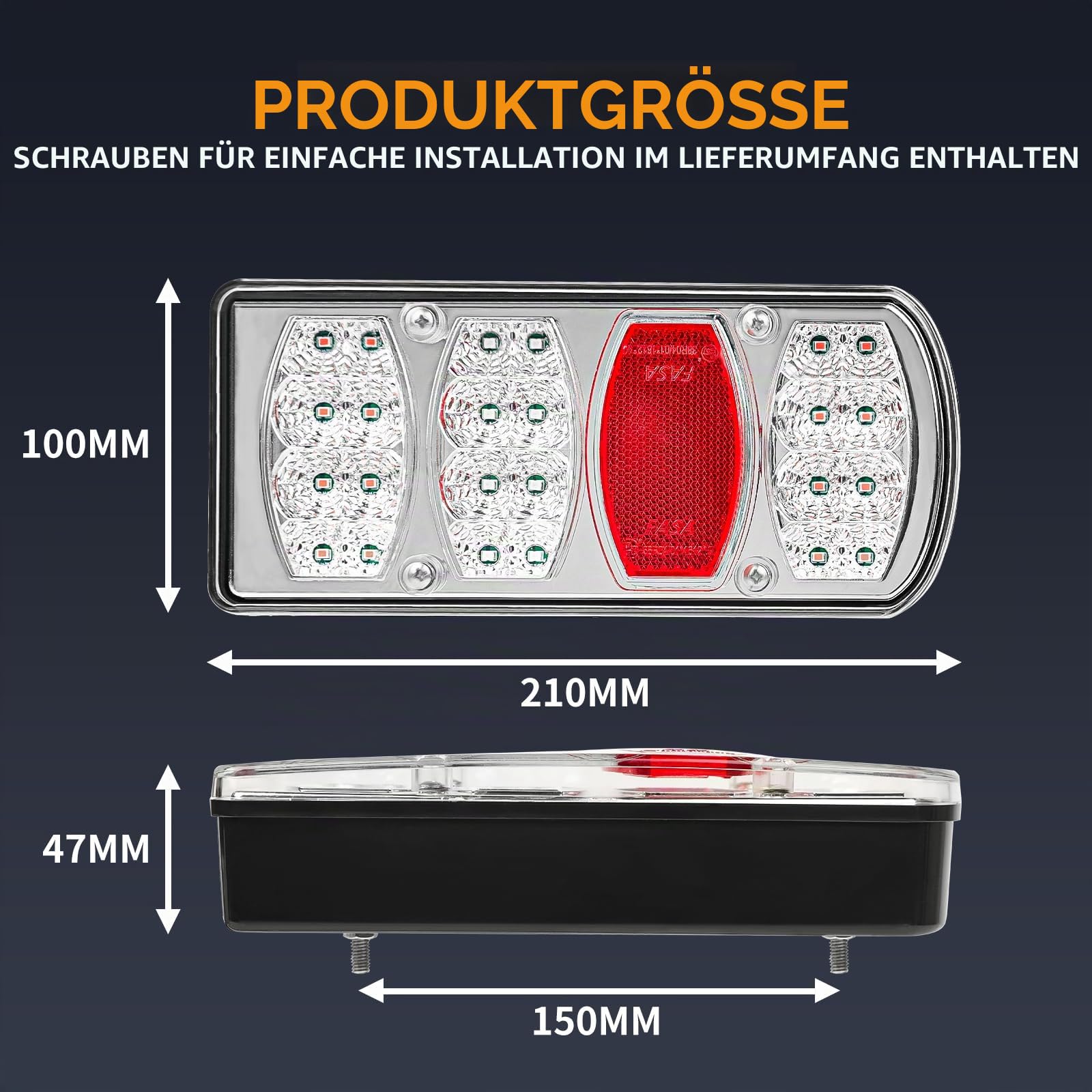 13-Poliger LED Rückleuchten Anhänger,13 poliger anhängerstecker mit 5m Kabelsatz,12V 24V Anhänger Beleuchtung für PKW LKW RV Caravan Van,mit E-Geprüfte