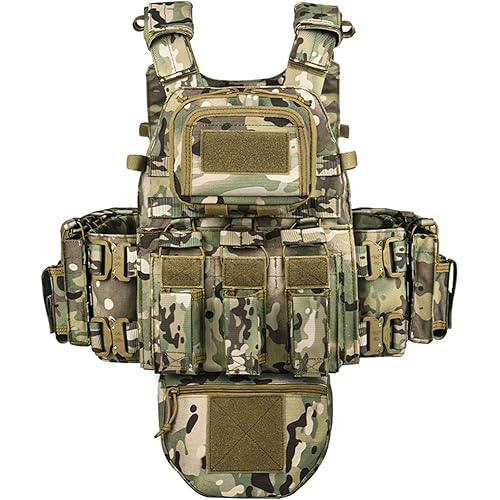 YAKEDA Tactical Training Vest with PALS System - Multi-Pocket Adjustable Straps Quick-Release Buckle for Hunting