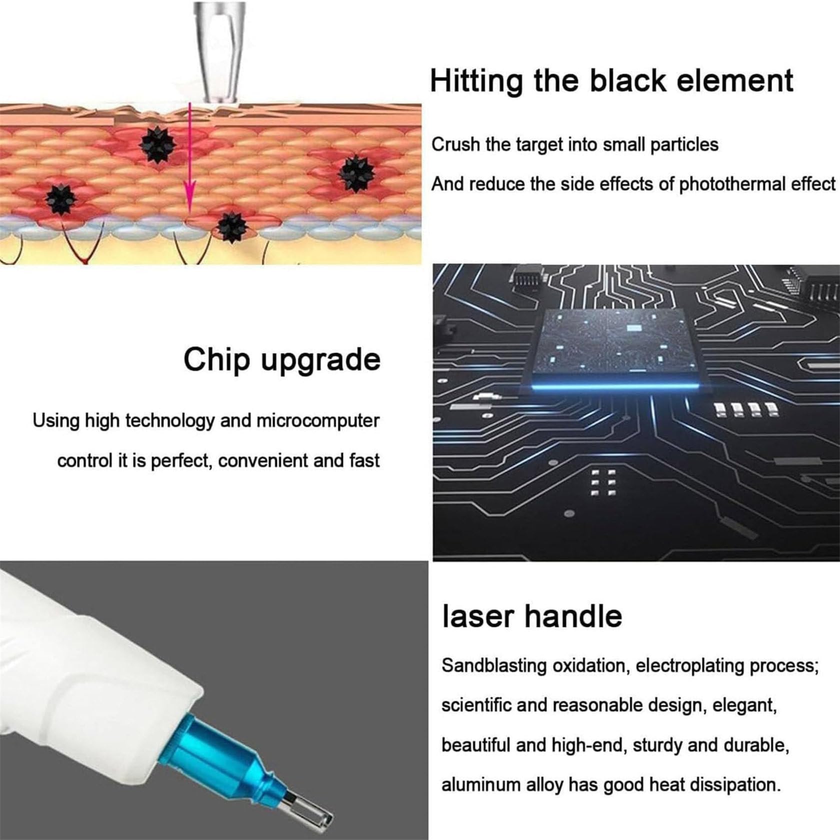 1000w Laserowe UrząDzenie Do Usuwania TatuażU, Pigment Do Brwi, Linia Brwi, UrząDzenie Do PielęGnacji, Laserowe UrząDzenie Do Usuwania TatuażU Pico Z WyśWietlaczem Led, 532 Nm, 755 Nm, 1064 Nm